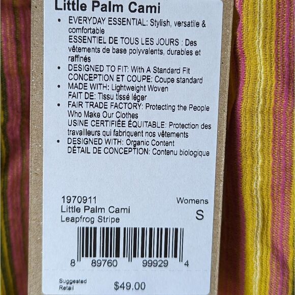 pRana Summer Tank Little Palm Cami sz S in Leapfrog Stripe - Picture 6 of 11